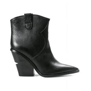 CECELIA NEW YORK x ANTHROPOLOGIE Kimball Western Bootie Black Leather Sz 39 $248